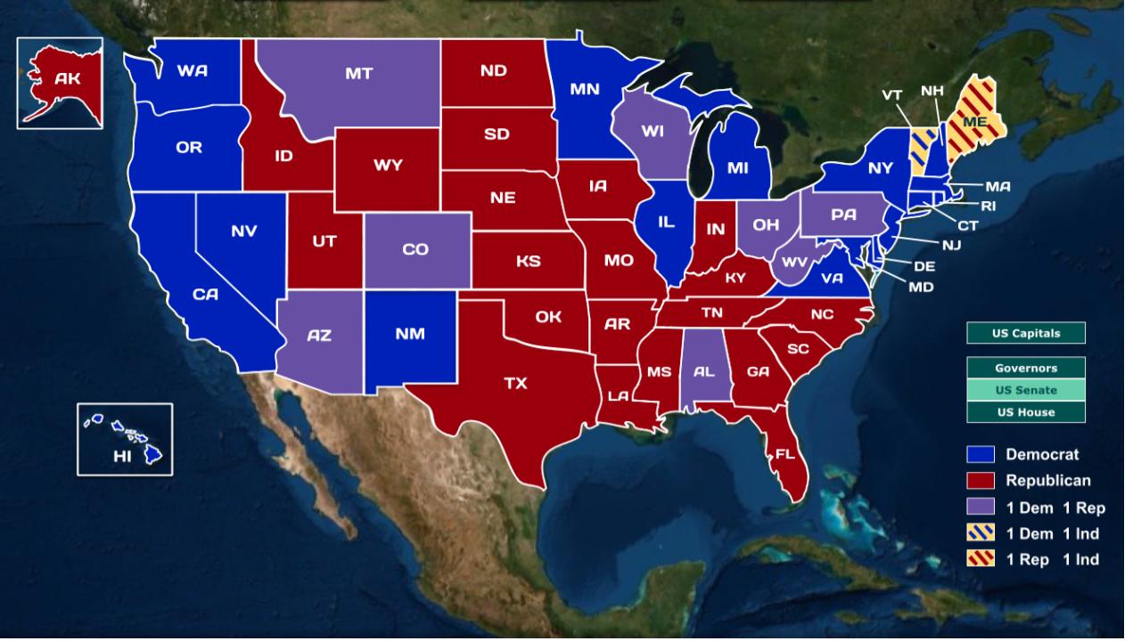 Map of US Senators